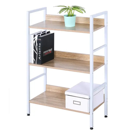 BukkitBow wandkast en opbergrek met 3 planken, grote opslagruimte, multifunctioneel, afmetingen 60x27,5x93 cm, zwart metalen frame