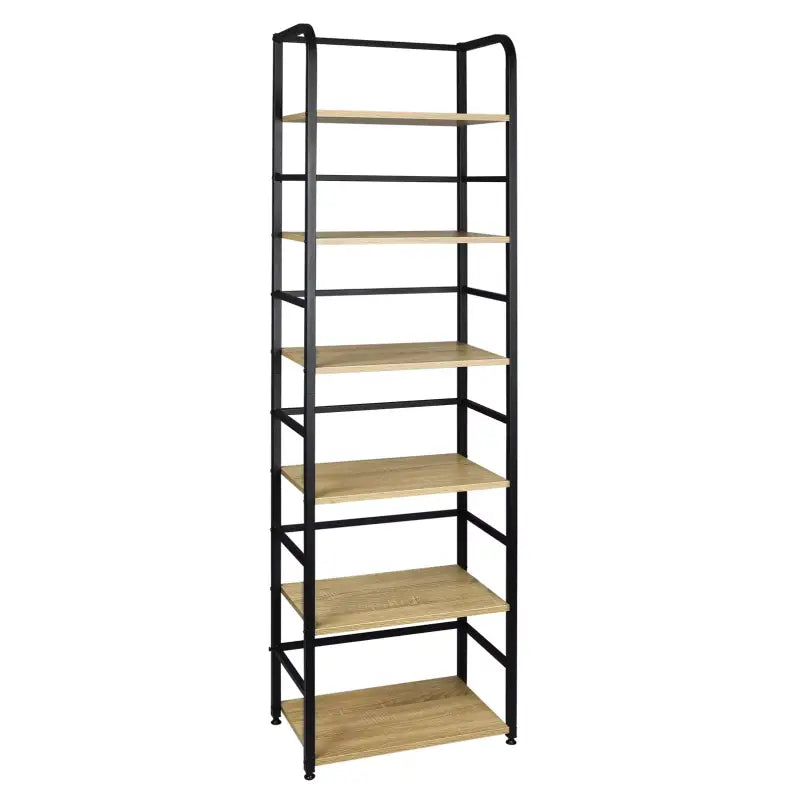 BukkitBow metalen boekenkast met 6 planken, ruime opslag, stabiel en duurzaam, afmetingen 50x30x176 cm, voor boeken en spullen.