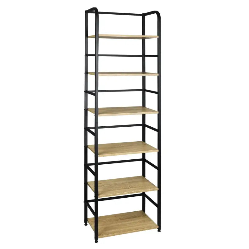 BukkitBow metalen boekenkast met 6 lagen, ruime opslag, stabiel en duurzaam, afmetingen 50x30x176 cm, voor boeken en spullen