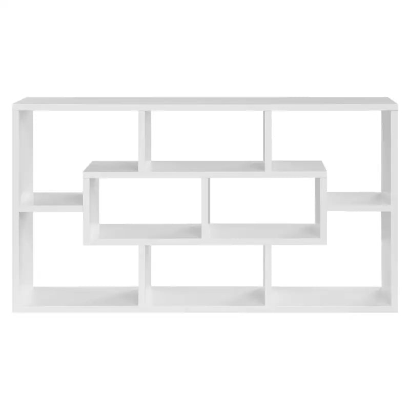 BukkitBow wandplank en kast met 8 vakken, stevige houten boekenplank en hangende opbergkast, 85x48x16 cm, modern en functioneel