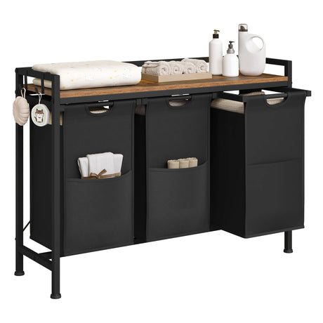 BukkitBow wasmand met 2/3 opbergvakken, uitschuifbaar en afneembaar, metalen frame, industrieel ontwerp voor badkamer of slaapkamer