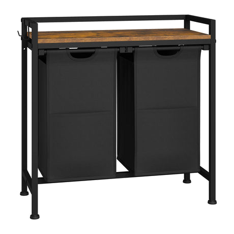 BukkitBow wasmand met 2/3 opbergvakken, uitschuifbaar en afneembaar, metalen frame, industrieel design voor badkamer en slaapkamer.