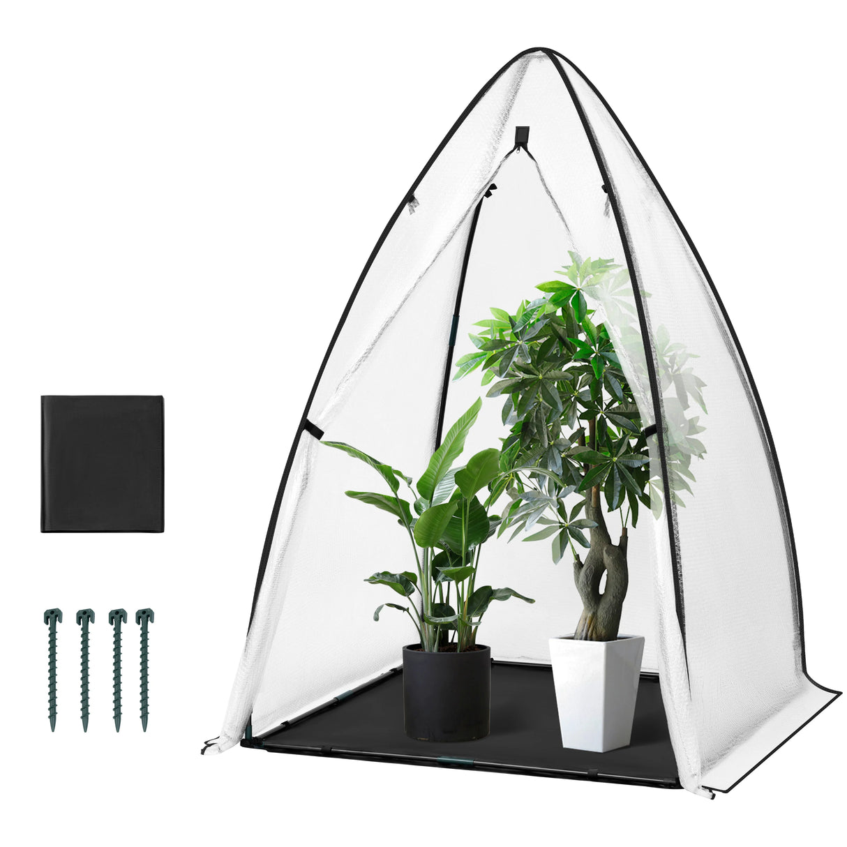 BukkitBow wintervaste foliekas met grondzeil en noppenfolie, polytunnel 120x180cm, geschikt voor tuinplanten en bescherming