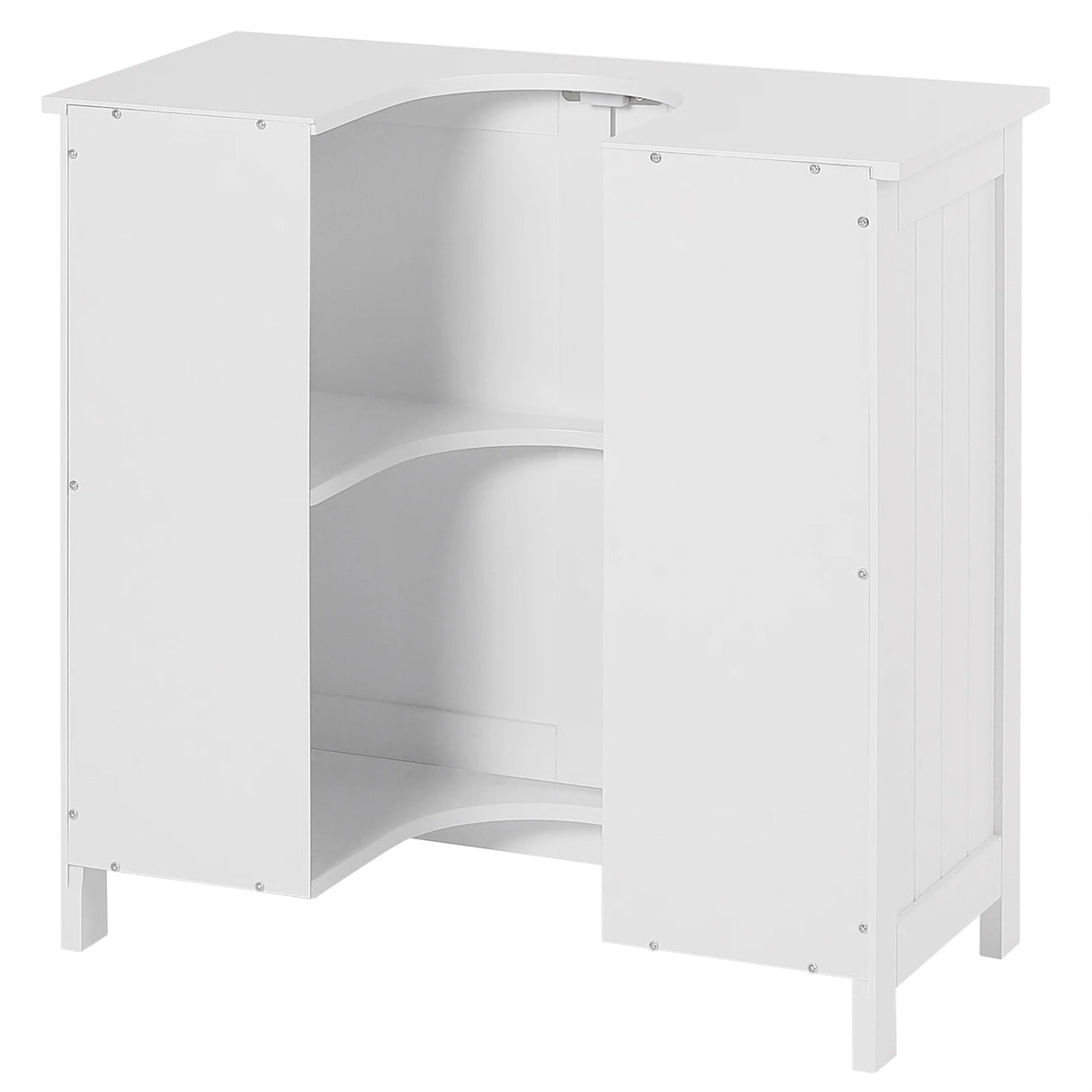 Wit BukkitBow onderkast voor wastafel, 60x60x30 cm, met 2 deuren, geschikt voor badkamer, moderne design en praktische opbergruimte.