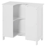 Wit BukkitBow onderkast voor wastafel, 60x60x30 cm, met 2 deuren, geschikt voor badkamer, moderne design en praktische opbergruimte.