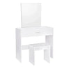 Witte BukkitBow kaptafel met grote make-up spiegel, ruime lade en kruk, afmetingen 39x82x75 cm, elegant meubel voor make-up en verzorging.