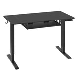 BukkitBow zit-sta bureau met toetsenbord lade, verstelbaar in hoogte met 2 motoren en anti-botsing, zwart en modern design.