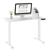 BukkitBow zit-sta bureau met verstelbare hoogte, twee motoren, anti-botsing, kabelgaten en geheugensloten, geschikt voor ergonomisch werken.