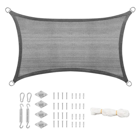 BukkitBow zonnescherm schaduwdoek van 180g/m², scheurbestendig, inclusief bevestigingsmaterialen, in 3 formaten voor zonbescherming.
