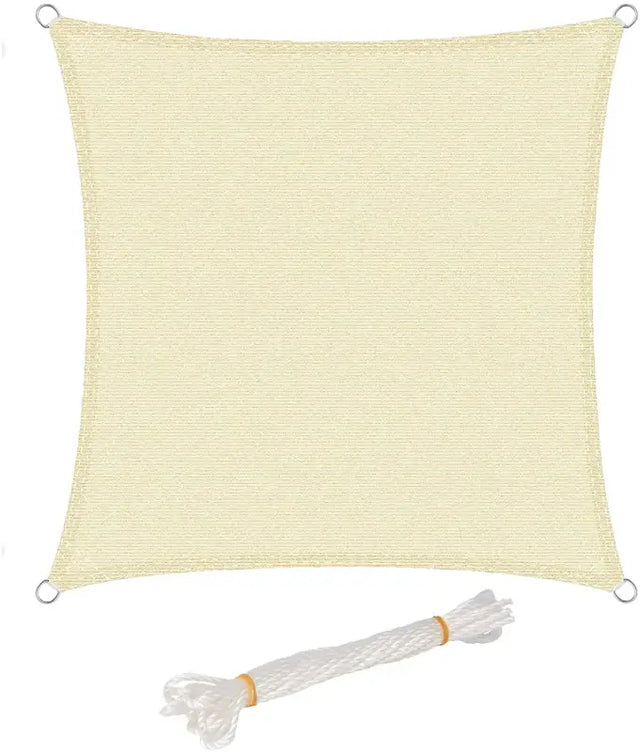 BukkitBow zonnescherm/schaduwzeil in grijs, crème of zand, driehoek, vierkant of rechthoek, UV-bescherming 50+, HDPE 180g/m².