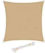 BukkitBow zonnescherm schaduwzeil van 180g/m² HDPE in grijs, crème of zand, driehoek, vierkant of rechthoek, UV-bescherming 50+.