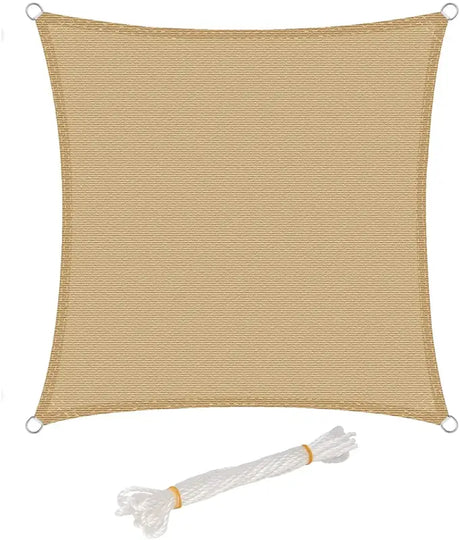 BukkitBow zonnescherm schaduwzeil van 180g/m² HDPE in grijs, crème of zand, driehoek, vierkant of rechthoek, met UV-bescherming 50+.