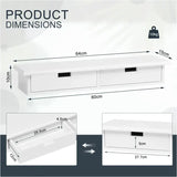 BukkitBow zwevende wandboekenplank met 2 laden voor cd's en dvd's, afmetingen 65x10x15cm, modern design in zwart