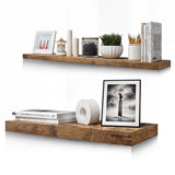 BukkitBow zwevende boekenplank van rustiek bruin hout, 10 kg draagvermogen, diverse maten 25-120cm, muurmontage, geschikt voor boeken