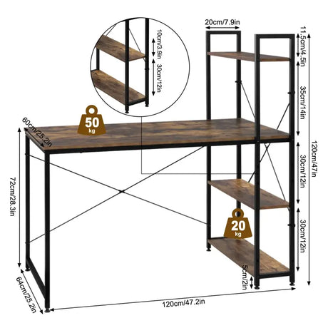 BukkitBow - Compact Hoekbureau / Werkplek met Opslagrek