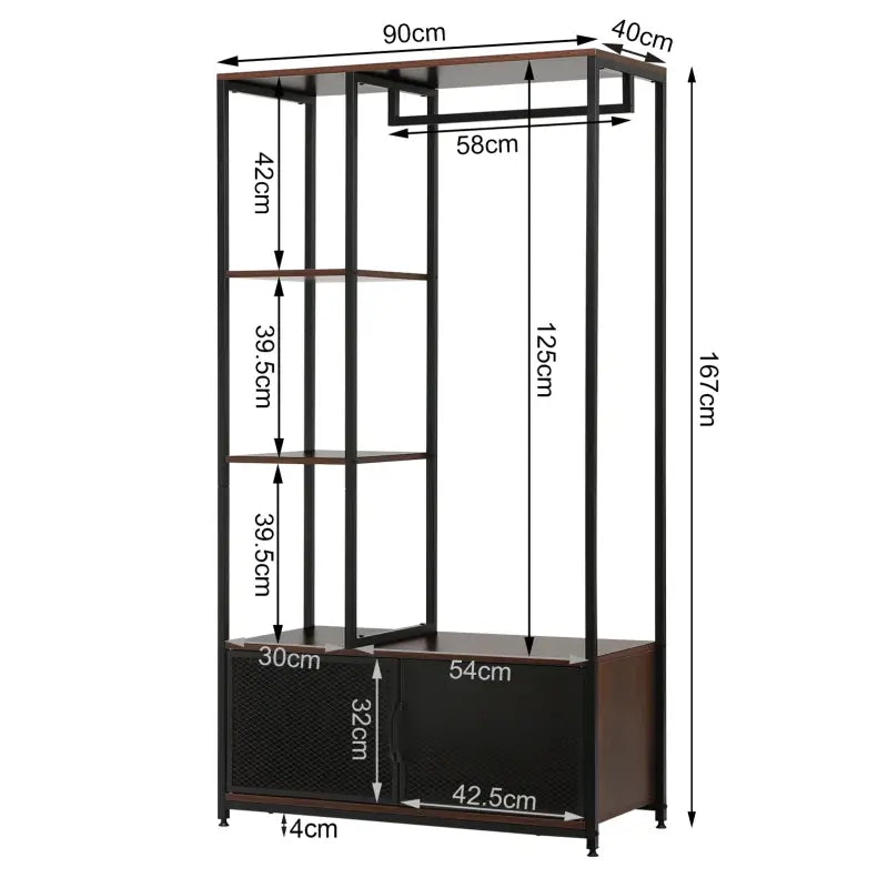 BukkitBow - Industriële Kapstok met Opbergvakken - Vintage