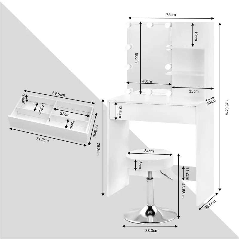 BukkitBow - Kaptafel Set - Verstelbare Kruk - LED