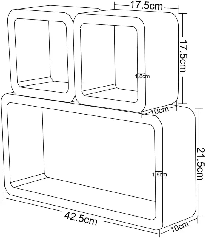 BukkitBow - Kubus Planken (3-Delig) - Set van 3 Wandplanken