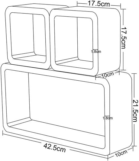 BukkitBow - Kubus Planken (3-Delig) - Set van 3 Wandplanken