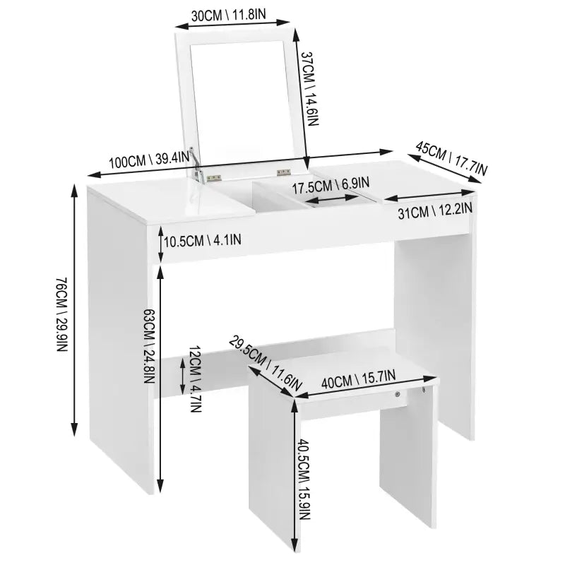 BukkitBow - Multifunctionele Kaptafel met Kruk - Hout