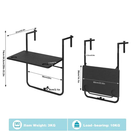 BukkitBow - Opvouwbare Hangende Balkontafel - PE en Metaal