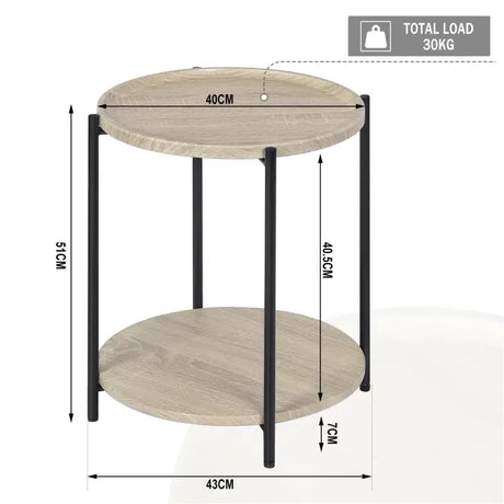 BukkitBow - Ronde Bijzettafel met Dubbele Plank