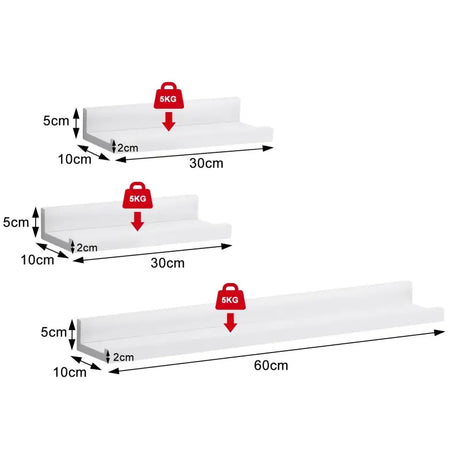 BukkitBow - Set van 3 Wandplanken - Hoogwaardig MDF - Wit