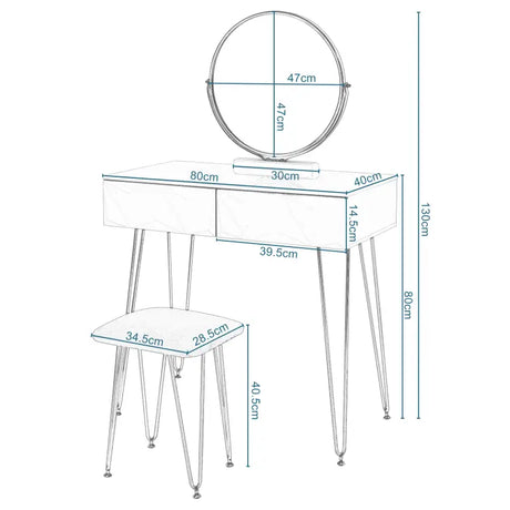 BukkitBow - Set van Kaptafel en Kruk - Massief Hout