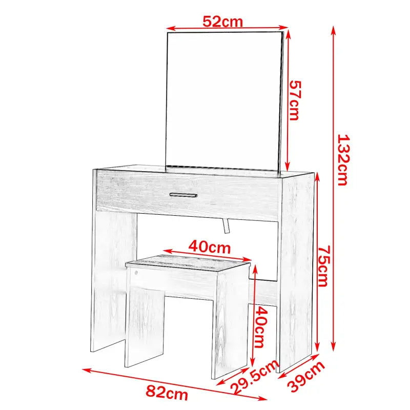 BukkitBow - Witte Kaptafel met Grote Make-Up Spiegel