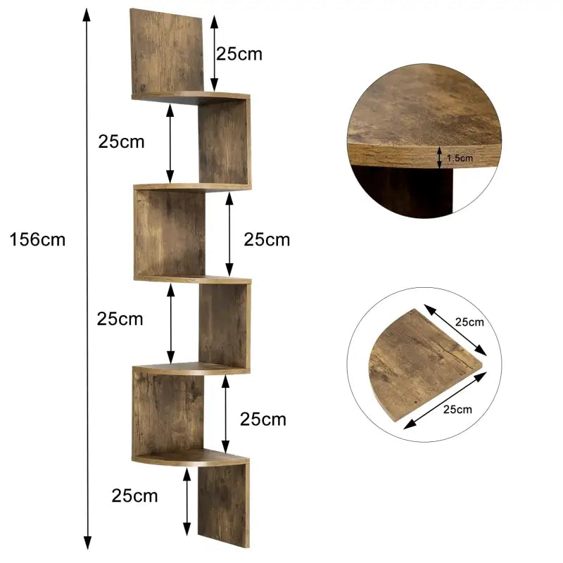 BukkitBow - Zigzag Hoekkast / Hoek Wandplank - Stevig Hout