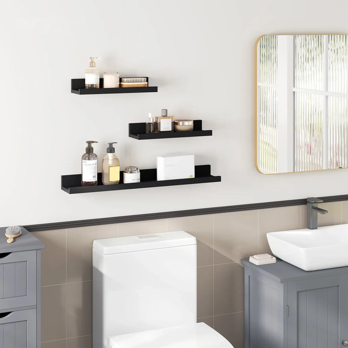 BukkitBow - Set van 3 Zwevende Wandplanken - Hout - Fotoplank - Wandrek